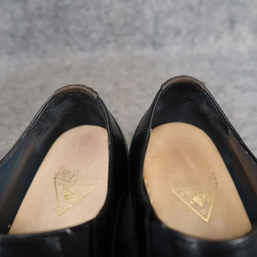 John Fluevog Shoes Mens 7.5 Loafer Slip On Black Leather Diamond Classic Vintage